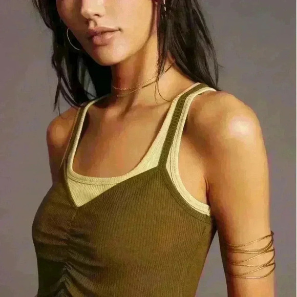 Anthropologie Ruched  Layered Tank size M - Picture 3 of 4